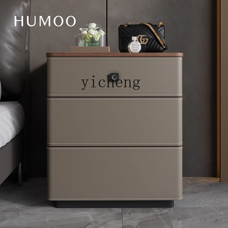 Storage & Organization - X5-14 saddle leather bedside table safe