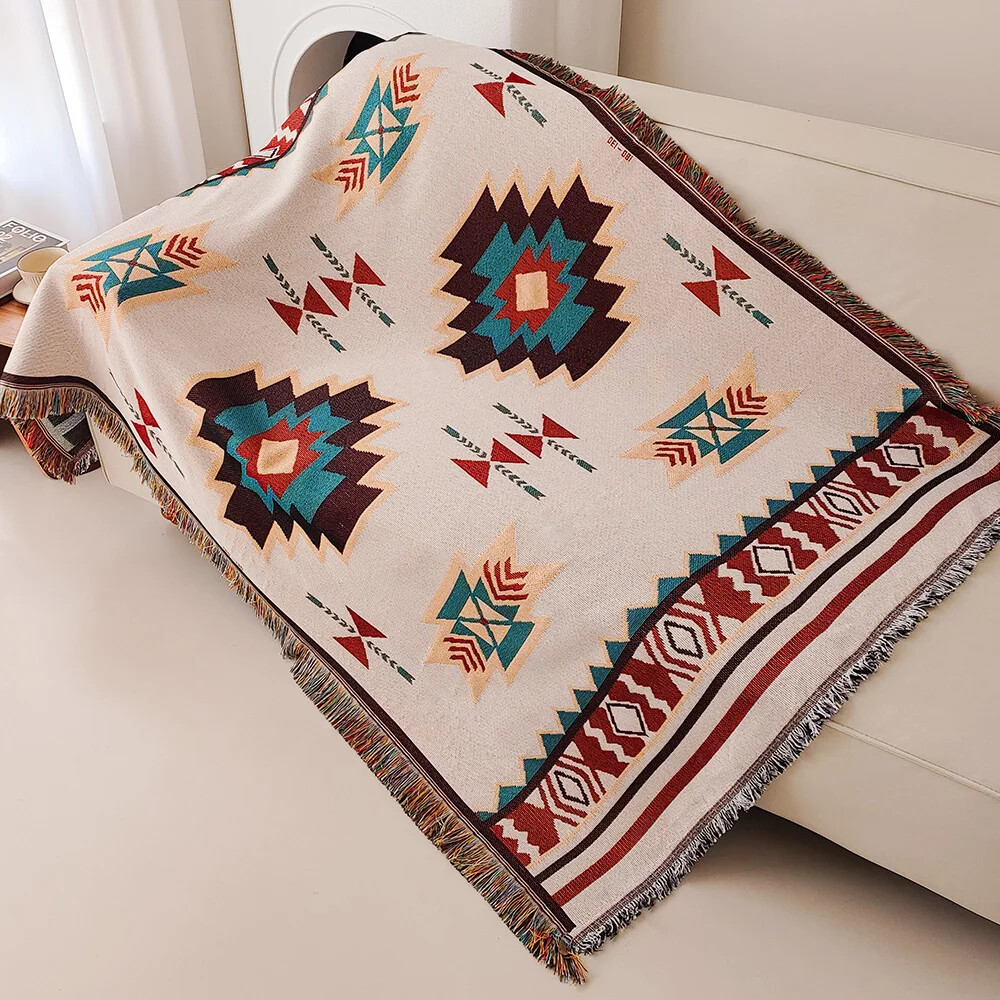 Oversized Boho Aztec Blanket w - огляд і ціна Boho Throw Blanket Fringe