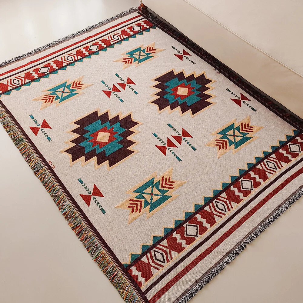 Oversized Boho Aztec Blanket w - огляд і ціна Boho Throw Blanket Fringe