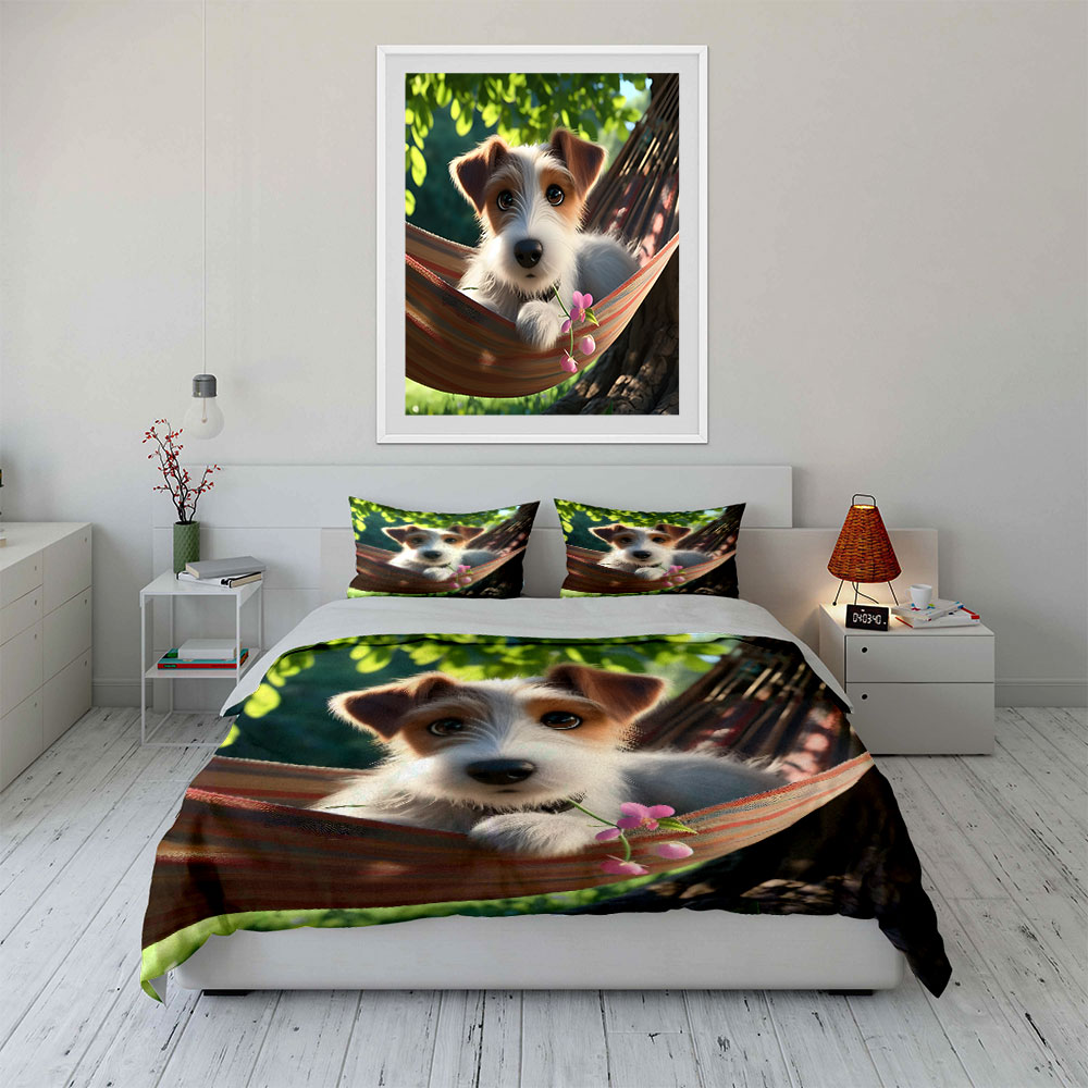 Cute Jack Russell Terrier on a - огляд і ціна Duvet Cover Sets With Zipper