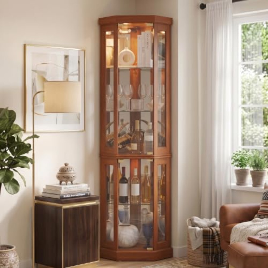 Corner curio cabinet for livin - огляд і ціна Storage & Organization