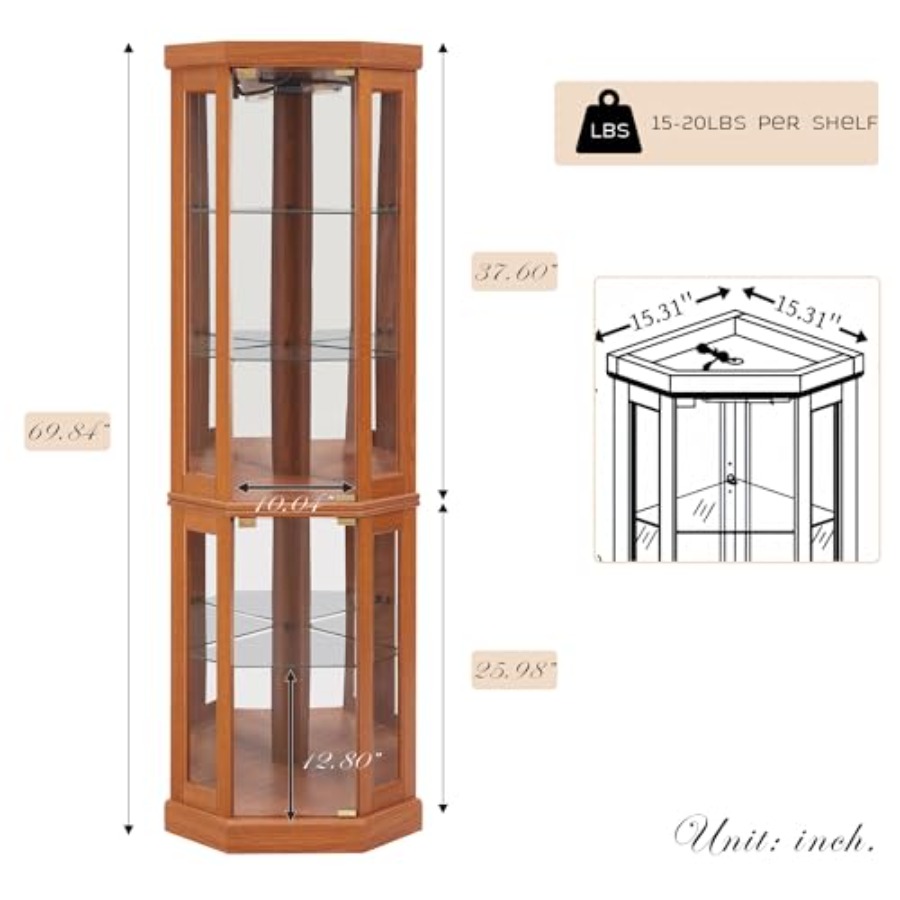 Corner curio cabinet for livin - огляд і ціна Storage & Organization