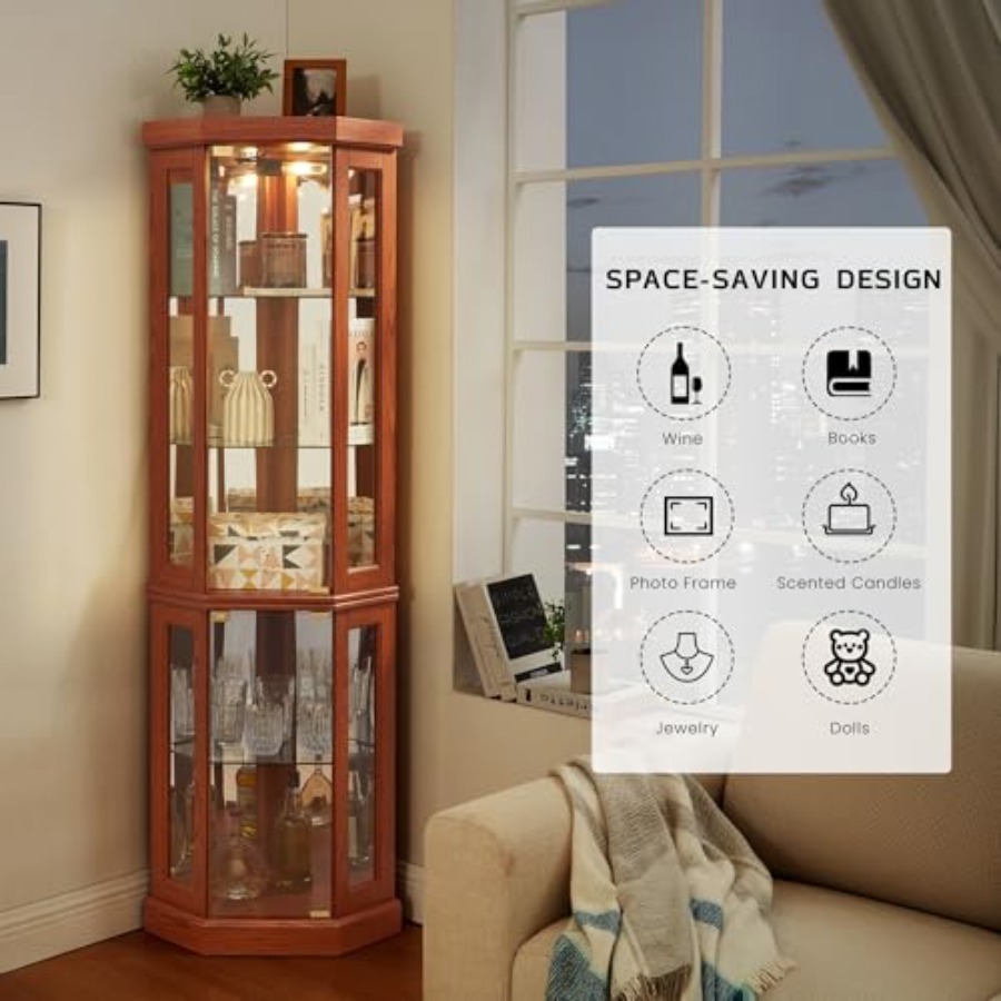 Corner curio cabinet for livin - огляд і ціна Storage & Organization