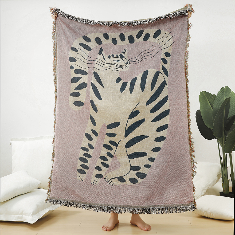 Boho Abstract Cat Jacquard Thr - огляд і ціна Boho Throw Blanket Fringe