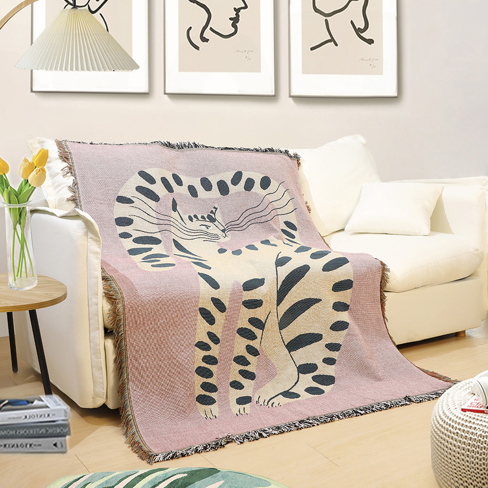 Boho Abstract Cat Jacquard Thr - огляд і ціна Boho Throw Blanket Fringe